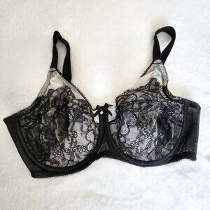 Wacoal Black Lace Underwire Bra with Bow Detail Size 36DD NWOT